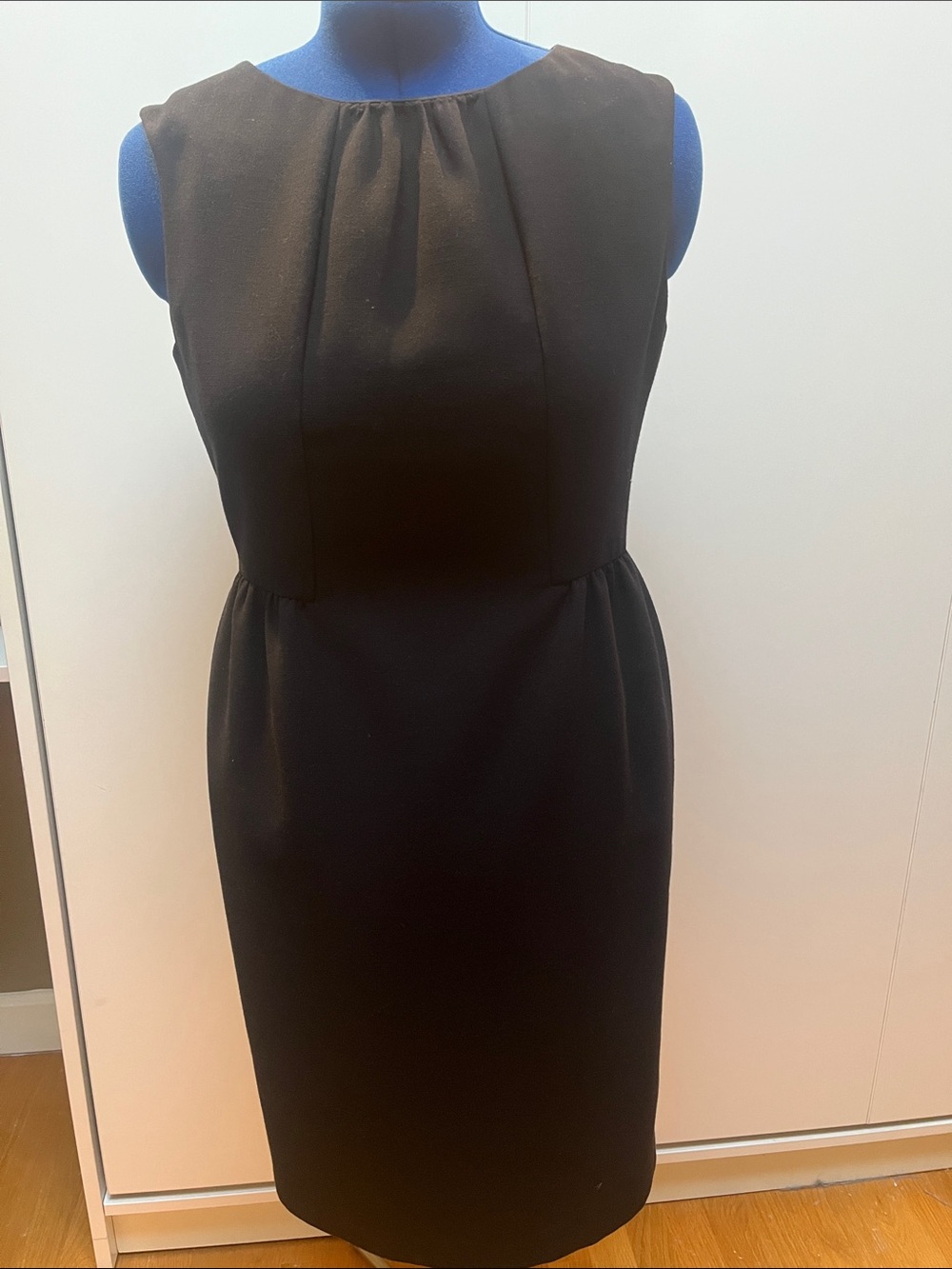 Tags on Talbots Black Sleeveless Pleated Neck Sheath Dress